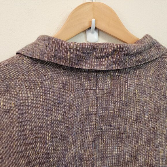 FLAX 100% Linen 1x Ruby Fruit Color Cross Weave Jacket Long Sleeves NWT Comfort - Picture 11 of 14
